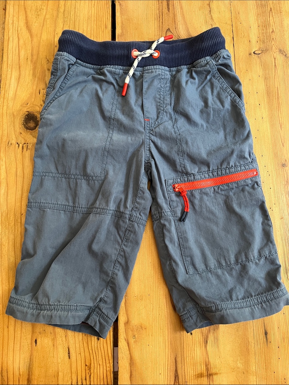 MINI BODEN 6-7 Blue-Grey Cargo Shorts Zipper Pockets